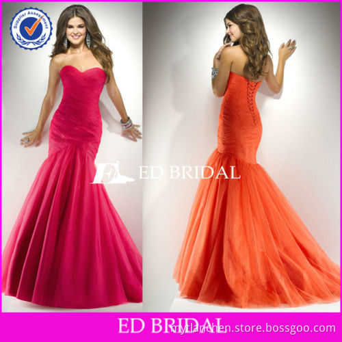 SPE011 2013 Prom Dresses-Funky Pink Gathered Tulle Mermaid Prom Gown